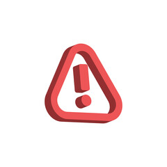 Alert vector icon 3d style. Rounded triangle with exclamation icon.