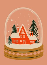 Snow Globe With Snow Covered House Inside