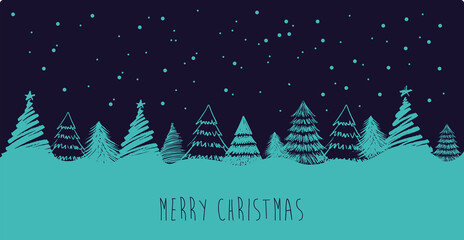 Wall Mural - christmas tree hand drawn illustrations. vector.