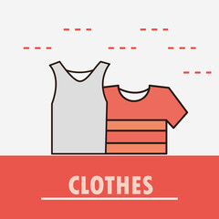 Wall Mural - clothes female and male shirt and sportwear line and fill icon