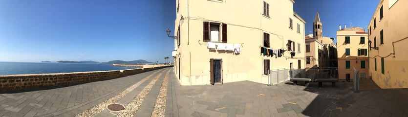 Wall Mural - seafront bastion in alghero, sardinia, italy