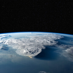 Wall Mural - thunderstorms over the south china sea from space. elements of this image furnished by nasa.
