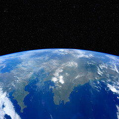 Wall Mural - uk and france from space. elements of this image furnished by nasa.