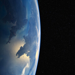Wall Mural - uk and france from space. elements of this image furnished by nasa.