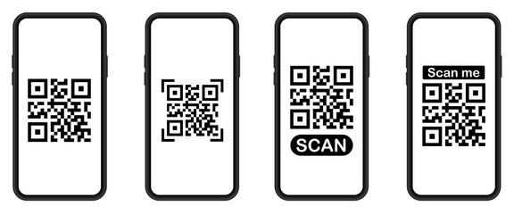 Poster - qr code set.qr code scan for smartphone.scan bar label, qr code and industrial barcode.template scan