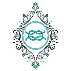 Sea knot square. Beautifully designed vector drawing.