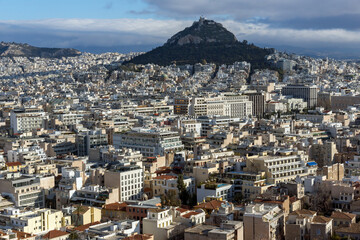  Panorama from Acropolis to city of Athens, Greece