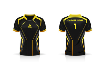 Specification Soccer Sport , Esport Gaming T Shirt Jersey template. mock up uniform . Vector Illustration design