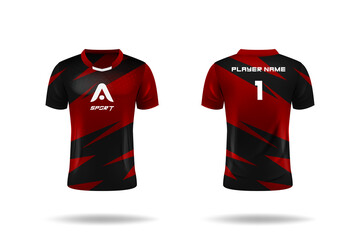 Specification Soccer Sport , Esport Gaming T Shirt Jersey template. mock up uniform . Vector Illustration design