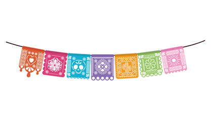 Wall Mural - icons set of mexican garland over white background