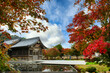 Landscape view in autumn maple leaves turn red at a zen temple in Japan.