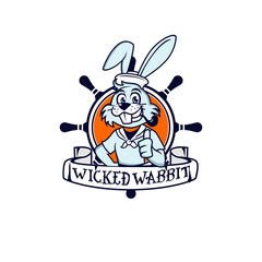 retro playful sailor rabbit cartoon mascot vector icon