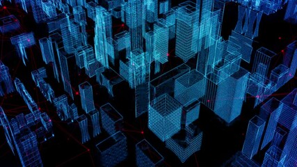 Network city digital cyber technology background. Digital City Network for business, technology or presentation industry themes