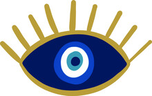 Evil Eye Vector - Symbol Of Protection - Blue Turkish