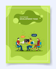 Fototapete - software development team people discussion build program for template of banners, flyer, books cover, magazines with liquid