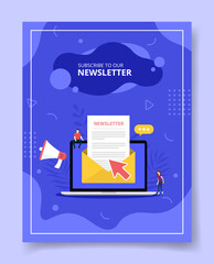 Poster - newsletter concept with email and laptop for template of banners, flyer, books cover, magazines with liquid shape style