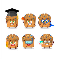 Poster - School student of blueberry muffin cartoon character with various expressions