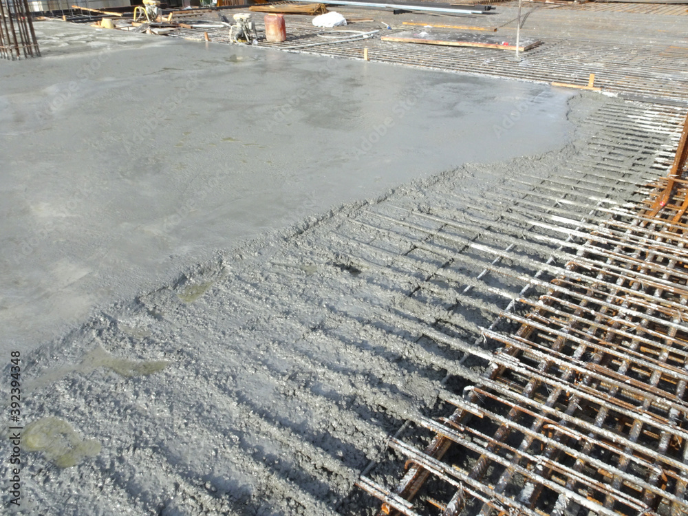 Cold joint concrete. The concrete joint between old and new concrete at ...