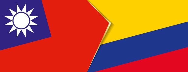 Canvas Print - Taiwan and Colombia flags, two vector flags.