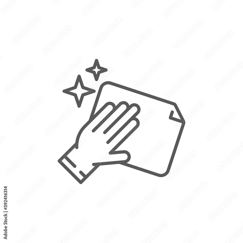 Clean With Rag Icon Cleaning with rag icon, color, line, outline vector sign, linear style ...