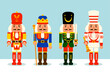 Collection of Christmas Nutcracker toy soldier. A variety of Nutcracker toy soldier for Christmas design. Flat vector concept illustration.