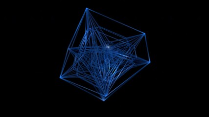 Poster - Abstract 3d render, dark futuristic background, network concept, seamless looped 4k animation