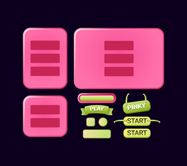 Wall Mural - set of funny pinky game ui board pop up template interface for gui asset elements vector illustratio