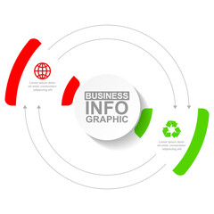 Poster - Business infographic vector template with 2 options, flat design illustration in eps 10