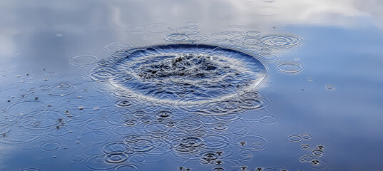 Sticker - Beautiful water at a lake with splashing water and ripples on th