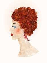 Portraits Of Redheaded Women. Low-poly Style Illustration