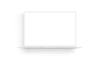 Fototapete - Laptop Computer Clay Mockup With Shadow Isolated on White Background. Vector Illustration