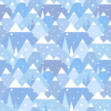 Winter Geometric Mountain Landscape Seamless Pattern