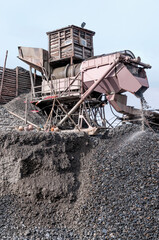 Wall Mural - Industrial equipment - a washing device for washing gold-bearing soil, and separating stones from natural gold. Gold mining industry in Eastern Siberia