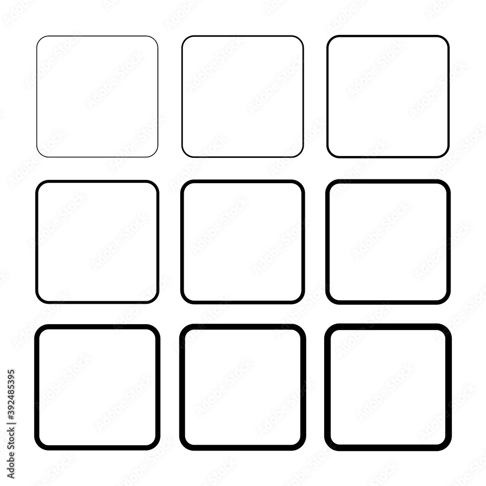 Set of empty frame, collection of outline border design isolated on ...