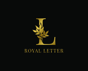 luxury decorative vintage golden royal letter L