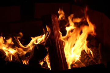 fire in fireplace