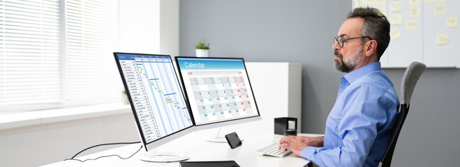 Poster - Employee Using Schedule Calendar