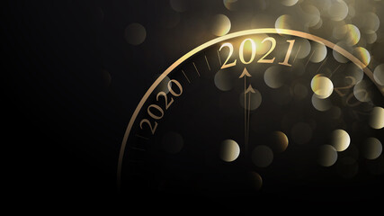 Poster - 2021 Happy New Year. Clock counting last moments before Christmas. Countdown. Vector illustration