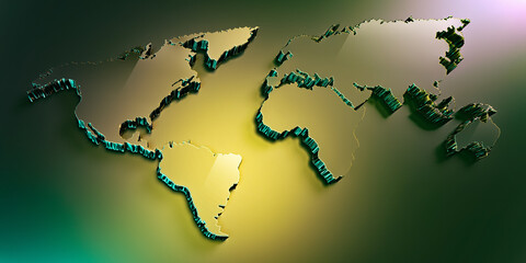 Wall Mural - green glass 3d world map