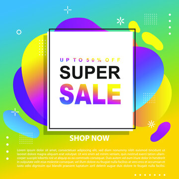 Flash Sale Promotion Banner template Design special offer promotion discount banner, fluid, liquid gradient vector