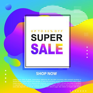 Flash Sale Promotion Banner template Design special offer promotion discount banner, fluid, liquid gradient vector