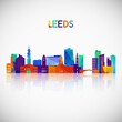 Leeds skyline silhouette in colorful geometric style. Symbol for your design. Vector illustration.