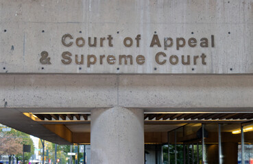 Sign of Court of Appeal and Supreme Court in Downtown Vancouver