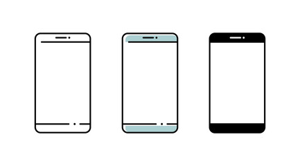 Fototapete - スマホ・スマートフォンのアイコンセット／アンドロイド／携帯／イラスト／シンプル／携帯電話／マーク