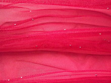 Background With Pink Mesh Fabric With Creases