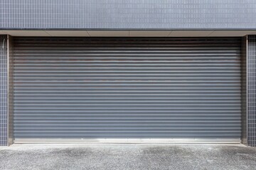 Poster - Automatic white roller shutter doors on the ground floor of the house