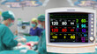 © Choo - Vital signs monitor showing  Heart rate and blood pressure of patient (Demo Mode) in operation room.