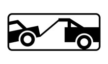 Towed Vehicle Sign Vector. Warning Road Sign.