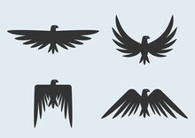 Set Of Eagle Silhouettes. Vector Eagles Logo.