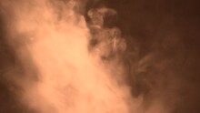 Puffs Of Smoke From A Fire, Selective Focus, Motion Blur. Red-orange Smoke With Reflections.